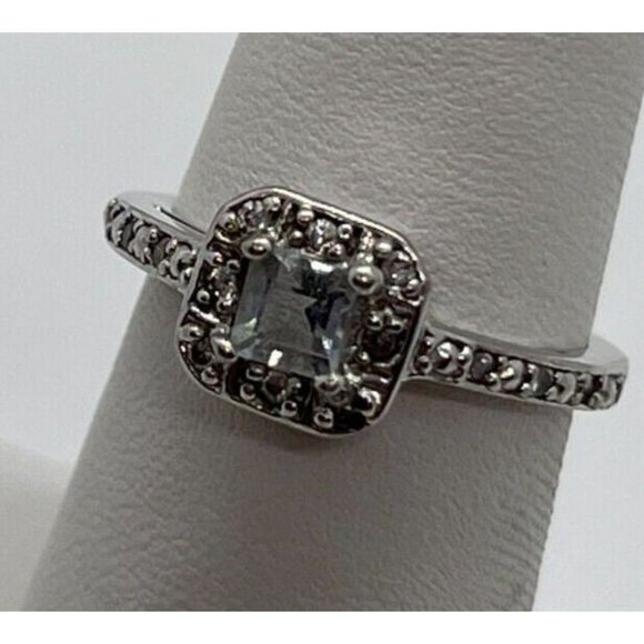 925 STERLING SILVER RING WITH AQUAMARINE & GOSHENITESIZE 5.5
